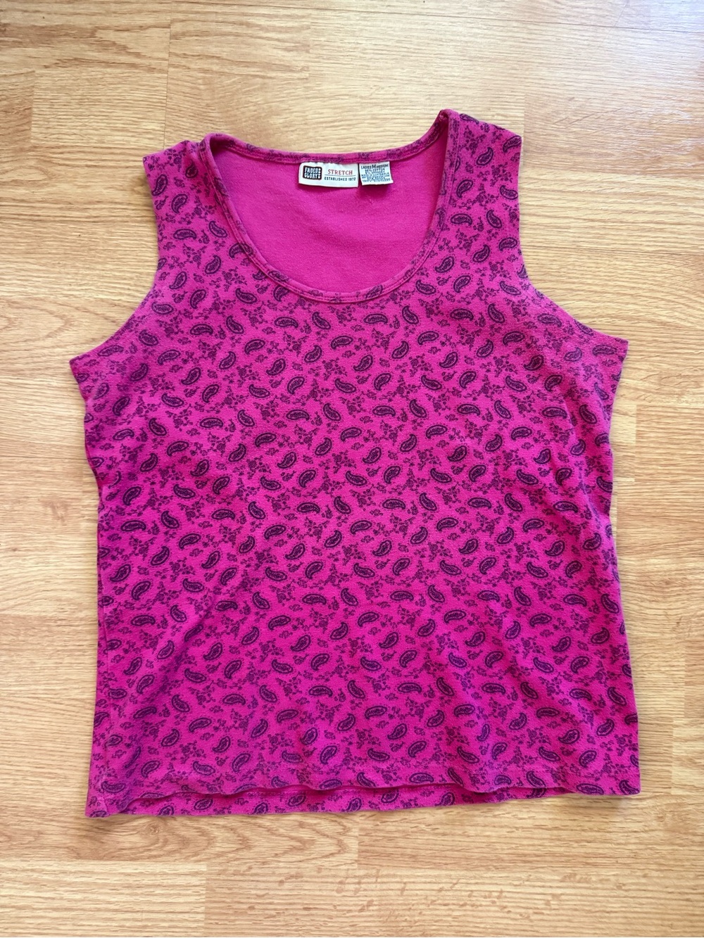 VTG Faded Glory Pink Paisley Print Stretch Scoop Neck Tank Top M